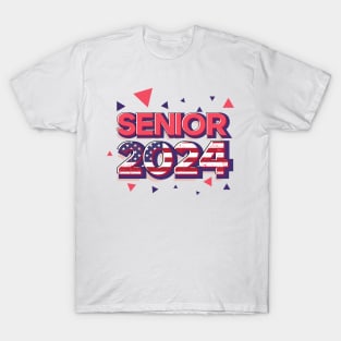 Retro Patriot Senior 2024 Running Football player Student Gift Us Flag T-Shirt